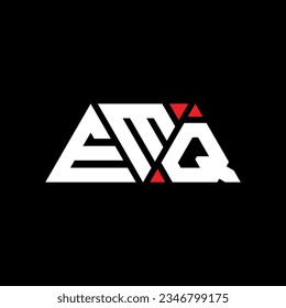 EMQ triangle letter logo design with triangle shape. EMQ triangle logo design monogram. EMQ triangle vector logo template with red color. EMQ triangular logo Simple, Elegant, and Luxurious design.
