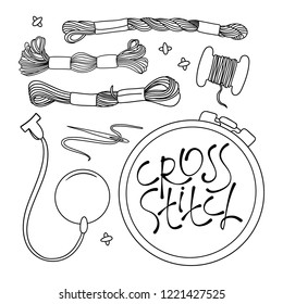 EMROIDERY Vector Illustration Set for sewing and embroidery, Wall Decorations, Scrapbooking, Baby Book, Photo Albums and Card Print