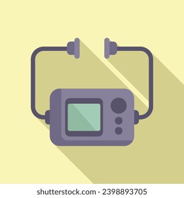 Ems defibrillator icon flat vector. Automatic care device. Patient cardiac attack