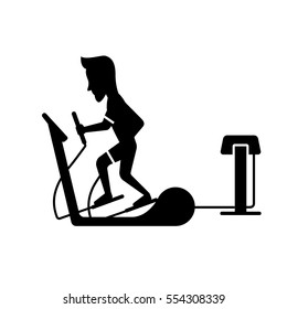 Ems training web icon in flat style. Electric muscular stimulating fitness vector illustration