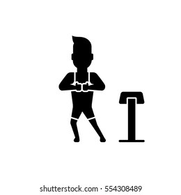 Ems training web icon in flat style. Electric muscular stimulating fitness vector illustration