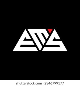 EMS triangle letter logo design with triangle shape. EMS triangle logo design monogram. EMS triangle vector logo template with red color. EMS triangular logo Simple, Elegant, and Luxurious design.