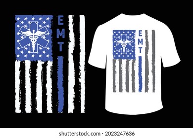 EMT American Flag Vector Arts.