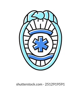 Vector del icono del color de la ambulancia de la insignia del EMT. Signo de ambulancia de la insignia del EMT