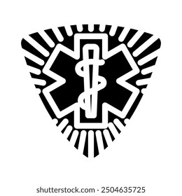 emt badge ambulance glyph icon vector. emt badge ambulance sign. isolated symbol illustration