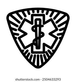 Vector de línea de ambulancia de insignia EMT. Signo de ambulancia de insignia EMT. Ilustración negra de símbolo de contorno aislado