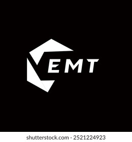 Logotipo minimalista creativo de la letra de EMT. Diseño de logotipo de letra de alfabeto de iniciales de Vector únicas de EMT
