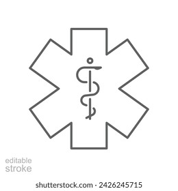 Emt Paramedic icon. Simple outline style. Ems, emergency, ambulance, cross, hospital, medicine concept. Thin line symbol. Vector illustration isolated. Editable stroke. svg