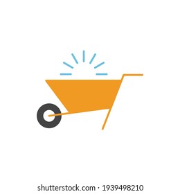 Emty Barrow construction, wheelbarrow icon in color icon, isolated on white background 