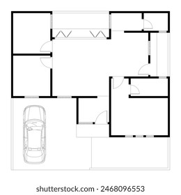 Emty house plan black and white. vector blueprint. Architectural background. eps 10