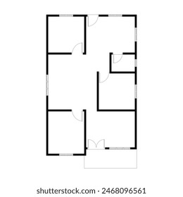 Emty house plan black and white. vector blueprint. Architectural background. eps 10