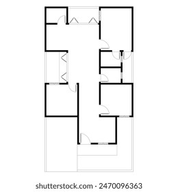 Emty house plan black and white. vector blueprint. Architectural background. eps 10