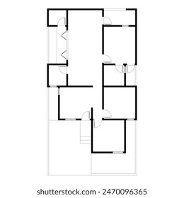 Emty house plan black and white. vector blueprint. Architectural background. eps 10