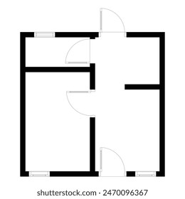 Emty house plan black and white. vector blueprint. Architectural background. eps 10