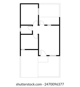 Emty house plan black and white. vector blueprint. Architectural background. eps 10