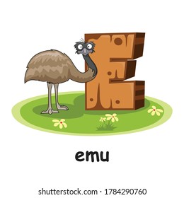 Emu Animals Wooden Alphabet Education Letter E