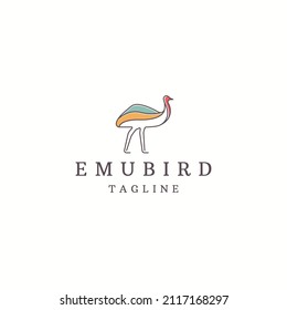 Emu Bird australia animal logo icon design template flat vector