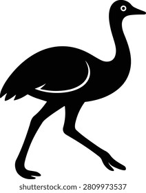 Emu bird silhouette standing in a side profile vector illustration