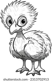 Emu, colouring book for kids, vector illustration