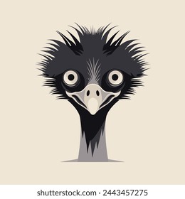 Emu Flat Vector Art Wildlife, Bird, Flightless, Nature, Icon.