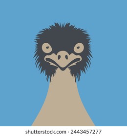 Emu Flat Vector Art Wildlife, Bird, Flightless, Nature, Icon.