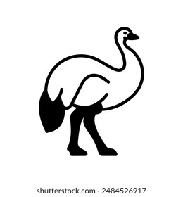 Emu Glyph Icon, Vector illustration