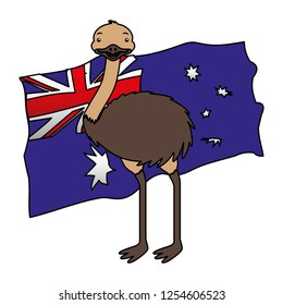 emu with hat australian flag celebration