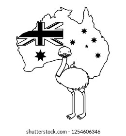 emu with hat australian flag map