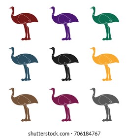 Emu icon in black style isolated on white background. Australia symbol stock vector illustration.