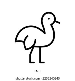 Emu icon. Line Art Style Design Isolated On White Background