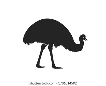 emu icon. side view. Australian logo symbol. isolated vector silhouette image of wild animal