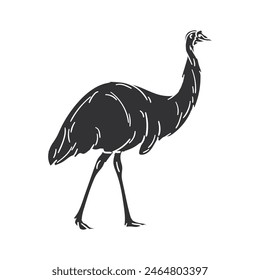 Emu Icon Silhouette Illustration. Australian Animals Vector Graphic Pictogram Symbol Clip Art. Doodle Sketch Black Sign.