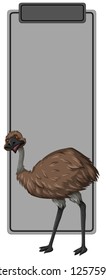 Emu on grey border illustration