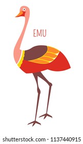 Emu ostrich cartoon vector bird from Australia