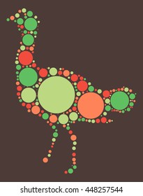 Emu shape vector design by color point