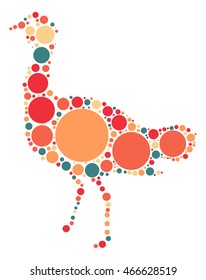 Emu shape vector design by color point