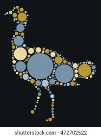 Emu shape vector design by color point