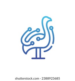 diseño del logotipo del circuito de la tecnología Emu, conexión de línea con la plantilla de diseño del logotipo de la red de iconos de punto
