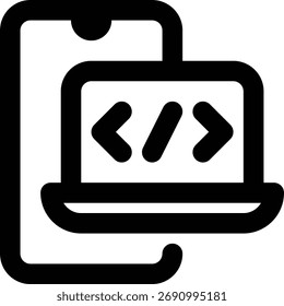 Emulator, Mobile, App Development Outline Icon