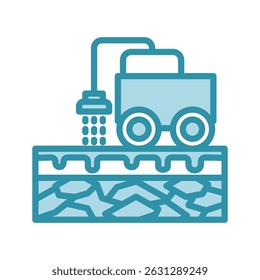 Ilustração mini betume emulsão ícone de cor de tom duplo, uso para engenharia civil, indústria, construção, UI, kit UX, desenvolvimento de aplicativo e web, digital ou impressão.