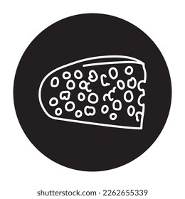 Emuntey cheese black line icon. Dairy product. Pictogram for web page, mobile app, promo.