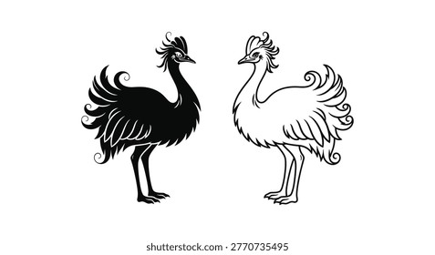 Emus vs Ostriches: Unique Flightless Bird Comparison Vector