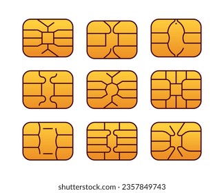 EMV chip gold vector isolated on white background.
