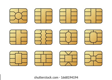 EMV chips for banking plastic card. Digital Nfc technology. Bank payment symbols.