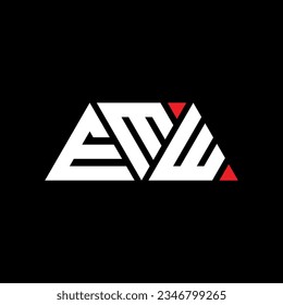 EMW triangle letter logo design with triangle shape. EMW triangle logo design monogram. EMW triangle vector logo template with red color. EMW triangular logo Simple, Elegant, and Luxurious design.