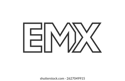 EMX logo design template with strong and modern bold text. Initial based vector logotype featuring simple and minimal typography. Trendy company identity ideal for businesses brand presence.