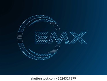 Projeto de vetor de logotipo de letra baixa EMX. Design de logotipo EMX poli inferior. Logotipo poli baixo.