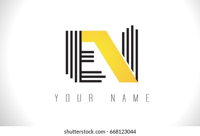 EN Black Lines Letter Logo. Creative Line Letters Design Vector Template.