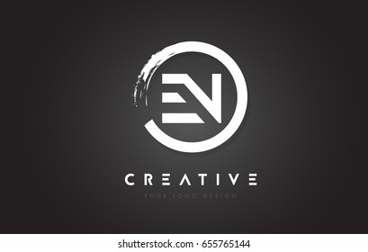 EN Circular Letter Logo with Circle Brush Design and Black Background.