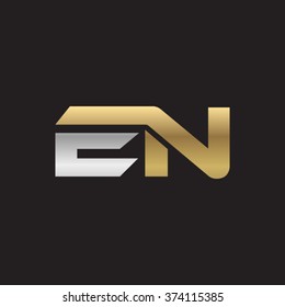 EN company linked letter logo golden silver black background